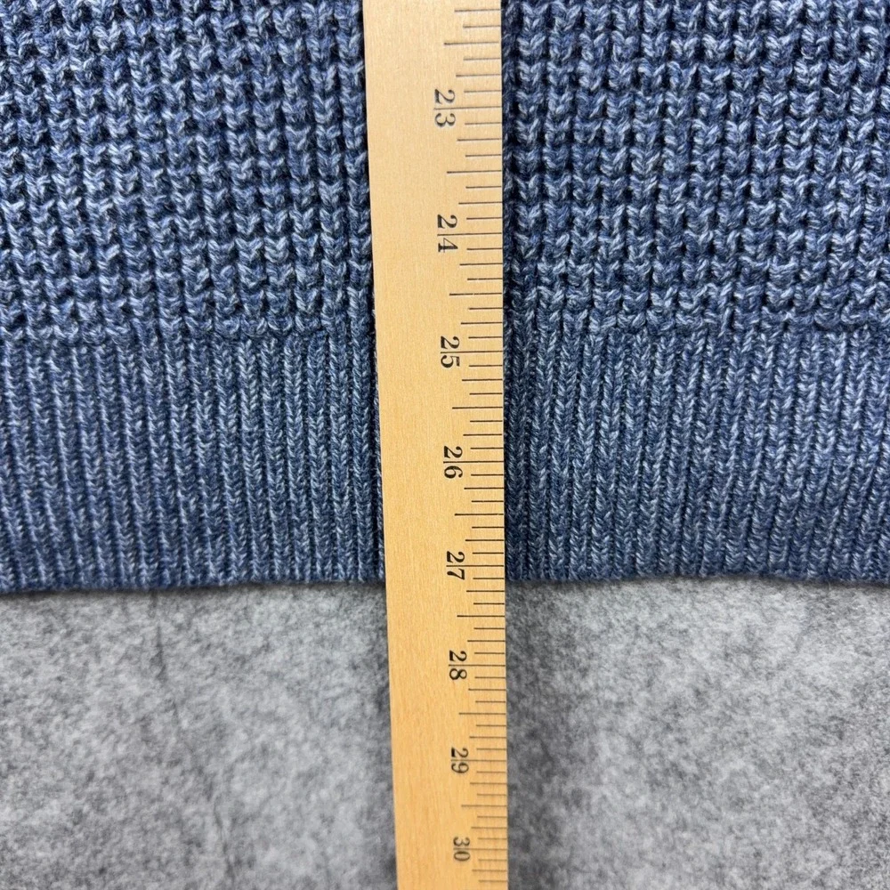 LL Bean Sweater Mens XL Indigo Blue‎ Organic Cotton Waffle Knit 1/4 Zip Mock NEW